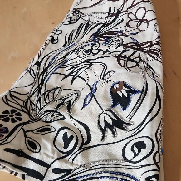 Zara cream printed jewelry high waisted shorts women's size 8 - Picture 5 of 5